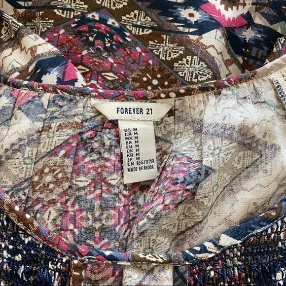 Forever 21 Boho Womens Top size Medium Fit Flare Southwest - Picture 7 of 11
